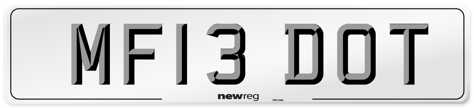 MF13 DOT Number Plate from New Reg